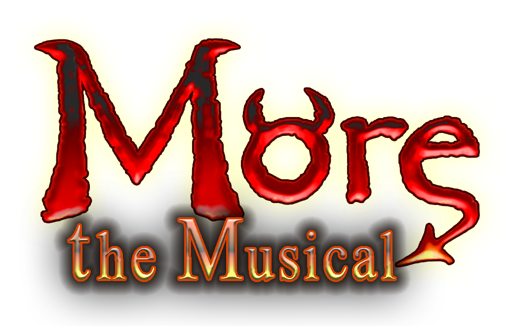 Stylized red and black text that reads More the Musical